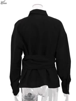 Oymimi Elegant Black Lapel Women's Blouse Fashion Long Sleeve Solid Shirts Casual Single Breasted Asymmetrical Blouses Female