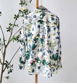Birdtree 30% Silk 70%Cotton Shirt Women's Lapel Vintage Long Sleeves French Resort Style Loose Blouse Spring New T41118QD