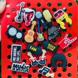 1-17Pcs Music Is My Life Slipper PVC Shoes Charms Guitar Microphone Buckle Clog Decorations DIY Backpack Wristbands Party Gift