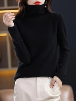 Women 100% Merino Wool Sweater Autumn Winter Fashion Pile Collar Pullover Cashmere Knitwear Casual Long-sleeved Bottoming Tops