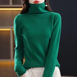 Women 100% Merino Wool Sweater Autumn Winter Fashion Pile Collar Pullover Cashmere Knitwear Casual Long-sleeved Bottoming Tops