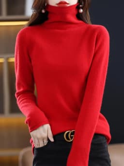 Women 100% Merino Wool Sweater Autumn Winter Fashion Pile Collar Pullover Cashmere Knitwear Casual Long-sleeved Bottoming Tops