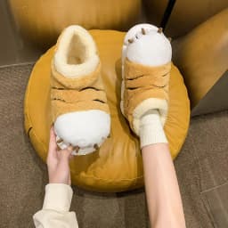 New Tiger Paw Slippers Woman Men Winter Furry Booties Women's Fuzzy Home Shoes Size 44 45 Girls Chrismas Slippers Drop Shipping