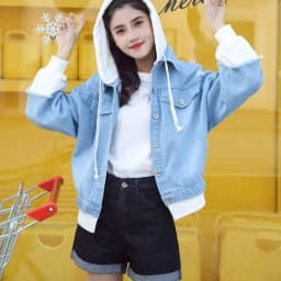 Vintage Denim Jacket Woman Spring Autumn Coat Ripped Hooded Outerwear 2025 Windbreaker Basic Coats Boyfriend Female Jeans Jacket