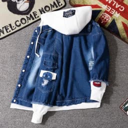 Vintage Denim Jacket Woman Spring Autumn Coat Ripped Hooded Outerwear 2025 Windbreaker Basic Coats Boyfriend Female Jeans Jacket