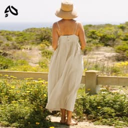 Original 100% Cotton Summer Casual Maxi Dress Loose Waist Sleeveless Square Neck A-Line Boho Dresses with Pockets Female Robe