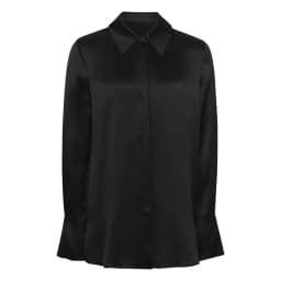 BirdTree, 19MM 100%Real Silk Elegant Shirt, Women Long Sleeve Satin, Commute Fashion Black Blouses, 2024 Summer Autumn T479110QM