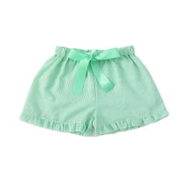 Seersucker Shorts For Women Striped Pink Shorts Ribbon Drawstring Shorts With Ruffle Trim Summer Clothes Short Pants Girl