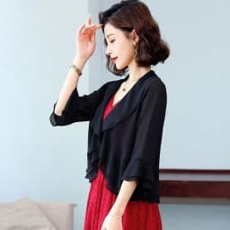 Ruffle Edge Chiffon Shawl Short Jacket For Women's 2024 NEW Spring Summer Sun Protection uterwear Thin Versatile Coat Top