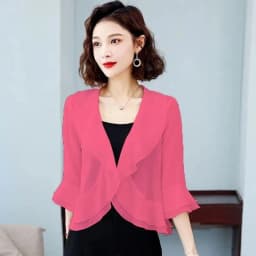 Ruffle Edge Chiffon Shawl Short Jacket For Women's 2024 NEW Spring Summer Sun Protection uterwear Thin Versatile Coat Top