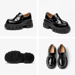 BEAUTODAY Platform Loafers Women Cow Leather Round Toe Triangle Marker Sewing Design Classical Black Shoes Female Handmade 26638