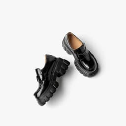 BEAUTODAY Platform Loafers Women Cow Leather Round Toe Triangle Marker Sewing Design Classical Black Shoes Female Handmade 26638