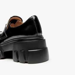 BEAUTODAY Platform Loafers Women Cow Leather Round Toe Triangle Marker Sewing Design Classical Black Shoes Female Handmade 26638