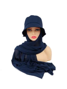 New Muslim Women Bucket Hat With Chiffon Hijabs Summer Sports Cap With Hijab Ready To Wear Instant Hijab Islam Headscarf