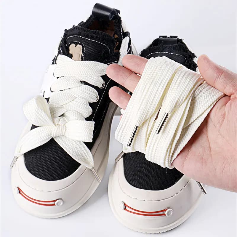 2CM Width Flat Shoelaces for Sneakers Length 130CM Classic Shoelace Casual Teenis Shoe Laces PVC/Metal Head Shoes Accessories