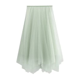 OHRYIYIE Black Green Summer Irregular Midi Long Tulle A-line Skirt Women Autumn Sweet Gradient Color High Waist Skirt Female