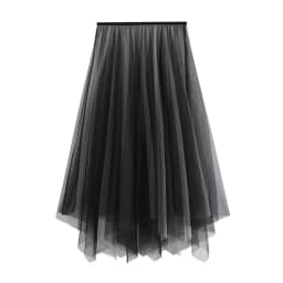 OHRYIYIE Black Green Summer Irregular Midi Long Tulle A-line Skirt Women Autumn Sweet Gradient Color High Waist Skirt Female