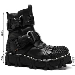 Men's Cowhide Genuine Leather Motorcycle Boots Combat Boots Gothic Skull Punk Desert Ankle Boots Botas50 Handmade