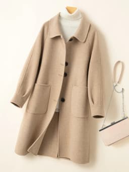 Reversible Cashmere Coat Women's Small Mid-Length High-End Double Sided Cotton Doll Collar Loose Version 100% Woolen Coat