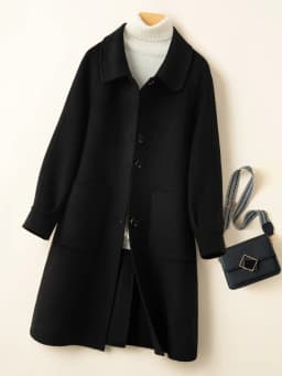 Reversible Cashmere Coat Women's Small Mid-Length High-End Double Sided Cotton Doll Collar Loose Version 100% Woolen Coat