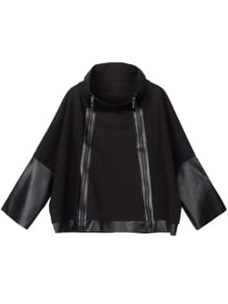 AmaxluluE Autumn 2025 Fashion Korean Ladies Punk Streetwear Womens Black Leather Patchwork Jacket Zipper Vintage Turtleneck Coat