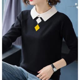 Fashion Turn-down Collar slim knitted ladies sweaters Elegant warm long sleeve women's pullovers Korean patchwork color top