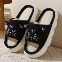 Smile Summer New Non-slip Breathable Sweat-absorbing Linen Slippers Women Thick-soled Four-season Cotton And Linen Slippers
