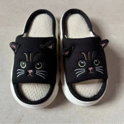 Smile Summer New Non-slip Breathable Sweat-absorbing Linen Slippers Women Thick-soled Four-season Cotton And Linen Slippers