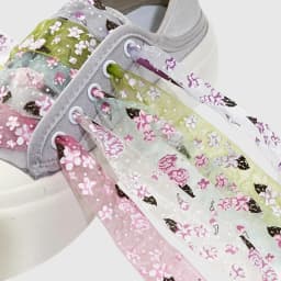 1 Pair New 2.6cm Width Flat Shoelace Printed Lace Shoelaces for Sneakers Organza Dreamy Snow Yarn Transparent Shoelace for Woman