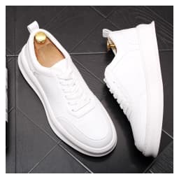 British style men's luxury fashion genuine leather shoes lace-up flats shoe platform white sneakers zapatos de hombre chaussure