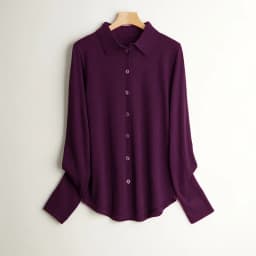 Birdtree 63.9% Silk 15.9%Cotton Shirt, 2025 Women's Autumn New Round, Solid Long Sleeve Sweater Knitted Blouses T37652QC