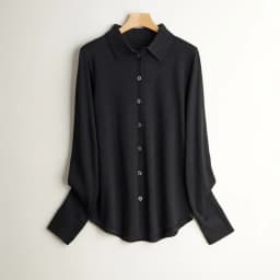 Birdtree 63.9% Silk 15.9%Cotton Shirt, 2025 Women's Autumn New Round, Solid Long Sleeve Sweater Knitted Blouses T37652QC