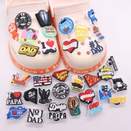 1-17Pcs PVC Dad Jokes Best Grandpa DIY Man Cool Shoe Charm Button Clog I Love Papa Sandals Decorations Holiday Gift