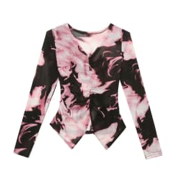 MadBlack Spring Summer European Clothes V Necks Tshirts Female Sexy Printed Drawstring Slim Thin Tops Short Sleeve T34330C
