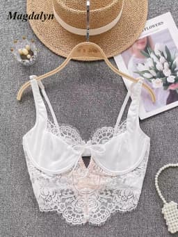 Magdalyn Women Floral Lace Summer Camis Streetwear Boho Beach Basic Sling Tops Ins Casual Elastic Fashion Hollow Sheer Camisole