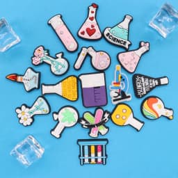 1-17Pcs PVC Science Lab Equipment DIY Shoe Charm Children Button Clog Test Tube Sandals Decorations Birthday Gift