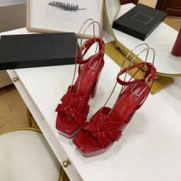 2023 New Lacquer Leather Ultra High Heels Women's Sandals Classic Open Toe Casual Fish Mouth Shoes Brand Sexy Party High Heels