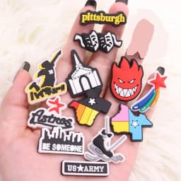 1pcs PVC Overthinking Be Someone US Ghost Houston Pittsburgh Castle Shoe Buckle Charms Accessories Cartoon Button Decoration