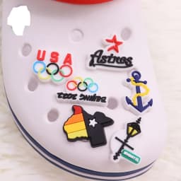 1pcs PVC Overthinking Be Someone US Ghost Houston Pittsburgh Castle Shoe Buckle Charms Accessories Cartoon Button Decoration