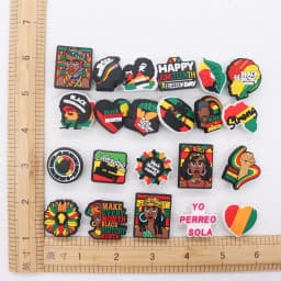 New Arrival 1-24Pcs PVC Black History Month Heart DIY Slipper Shoes Charms Buckle Clog Man Woman Shoe Accessories