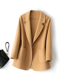 New Women's Coat Pure Wool Plaids and Tweedst Fashion Camel Women's Coat Elegant Trench Coat