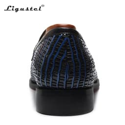 Ligustel Men Designer Dress Shoes Male High Quality Cow Leather Handmade Daily Casual Loafers Red Bottom Blue Shoes Plus Size