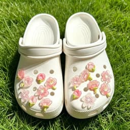 New Elegant Women DIY Hole Shoes Charms for Cute Sakura Shoes Accessories White Pink All-match Shoe Decorations Fashion Bundle