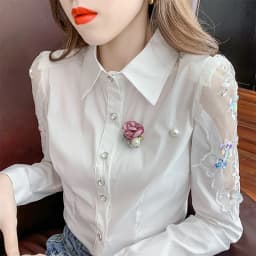Winsleter Streetwear Lace Blouse Long Sleeve Shirts Women Sexy Turn Down Collar Embroidery Slim Tops Autumn New T38431JM