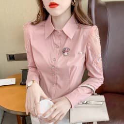 Winsleter Streetwear Lace Blouse Long Sleeve Shirts Women Sexy Turn Down Collar Embroidery Slim Tops Autumn New T38431JM