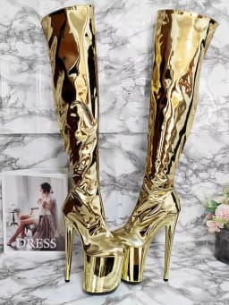 Sexy Big Size High Stripper Heels Leopard Print Exotic Dancer 20cm 8Inch Women Shoes Pole Dance Gladiator Round Toe Gothic Boots