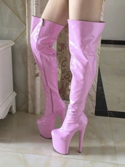 Sexy Big Size High Stripper Heels Leopard Print Exotic Dancer 20cm 8Inch Women Shoes Pole Dance Gladiator Round Toe Gothic Boots
