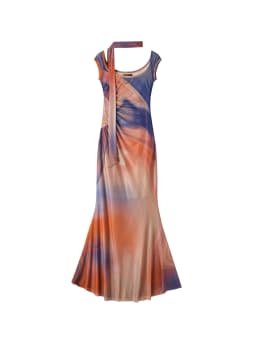 Sleeveless Backless Maxi Dress Women 2023 Summer Bodycon Elegant Sexy Tie Dye Outfits Ladies Birthday Party Club Dresses