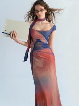 Sleeveless Backless Maxi Dress Women 2023 Summer Bodycon Elegant Sexy Tie Dye Outfits Ladies Birthday Party Club Dresses