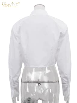 Clacive Fashion Loose White Women'S Shirt 2024 Elegant Lapel Long Sleeve Blouse Casual Classic Solid Blusas Top Female Clothing